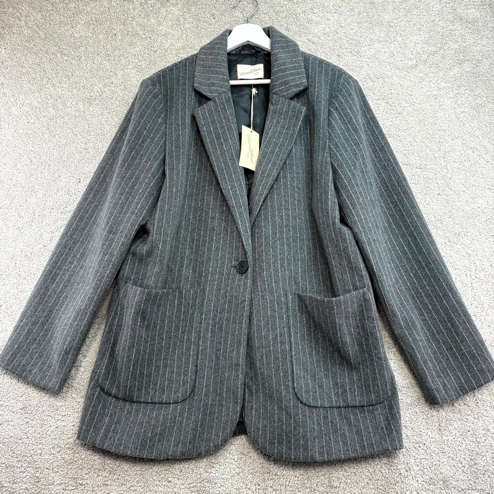 Target Universal  Thread Co Blazer Jacket Women Large‎ Gray Stripe Notch Lapel